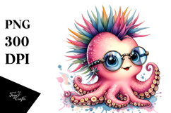 Energetic Baby Octopus PNG Product Image 1