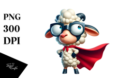 Goofy Lamb Superhero, Whimsical PNG Product Image 1