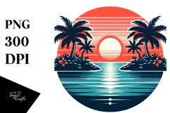 Retro Tropical Island Sunset Tshirt Product Image 1