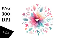 Cute Boho Heart Flower PNG Product Image 1
