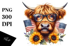 Contemptuous Highland Cow Portrait | Clipart Product Image 1