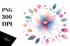 Cute Boho Heart Flower PNG Product Image 1