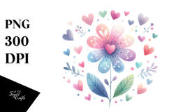 Cute Boho Heart Flower PNG Product Image 1