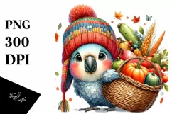 Quirky Baby Parrot Autumn Vegetables | Sublimation | Clipart Product Image 1