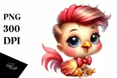 Funny Baby Rooster Sitting with Bow | Sublimation Clipart Product Image 3
