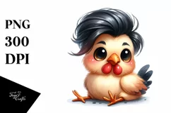 Funny Baby Rooster Sitting with Bow | Sublimation Clipart Product Image 1