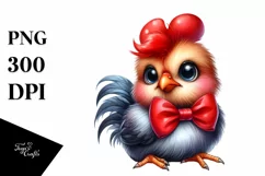 Funny Baby Rooster Sitting with Bow | Sublimation Clipart Product Image 1
