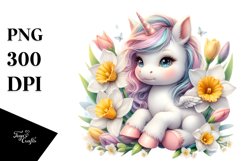 Colorful Baby Unicorn Narcissus Clipart Product Image 1