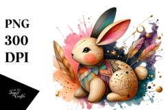 Colorful Bunny Made of Wood PNG Product Image 1