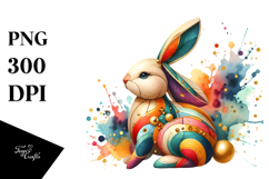 Colorful Bunny Made of Wood PNG Product Image 1