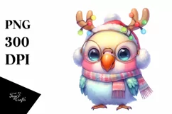 Parrot with Reindeer Horns PNG Product Image 3