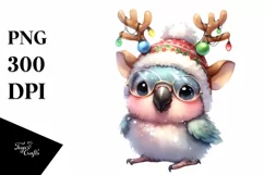 Parrot with Reindeer Horns PNG Product Image 1