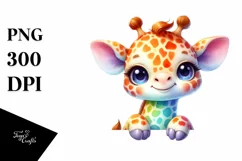 Cute Baby Giraffe Smiling White Paper | Sublimation Clipart Product Image 3