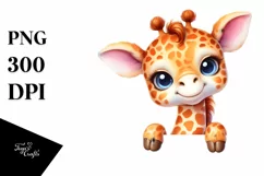 Cute Baby Giraffe Smiling White Paper | Sublimation Clipart Product Image 3