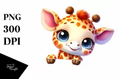 Cute Baby Giraffe Smiling White Paper | Sublimation Clipart Product Image 3