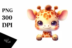 Cute Baby Giraffe Smiling White Paper | Sublimation Clipart Product Image 3