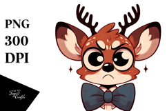 Silly Cartoon Deer with Bow Tie, PNG Product Image 1