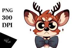 Silly Cartoon Deer with Bow Tie, PNG Product Image 1