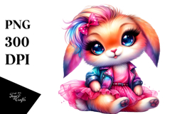 Vibrant Baby Bunny with Big Eyes PNG Product Image 1