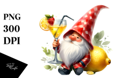 Whimsical Watercolor Gnome Drinking Cocktail PNG Product Image 1