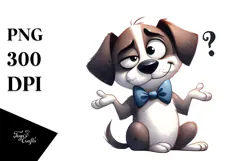 Silly Cartoon Puppy with Bow Tie, PNG Product Image 1