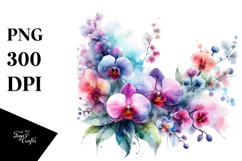 Colorful Orchid Pattern, PNG Product Image 1