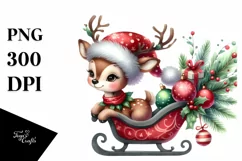 Whimsical Deer with Christmas Ornaments, PNG Product Image 1