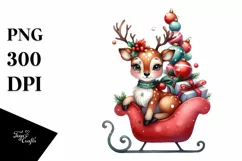 Whimsical Deer with Christmas Ornaments, PNG Product Image 1