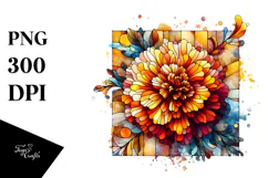 Stained Marigold Watercolor Splash, PNG Product Image 1