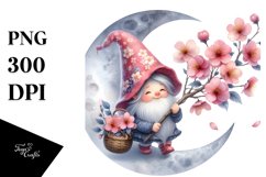Cute Baby Gnome with Cherry Blossom PNG Product Image 1