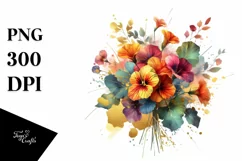 Colorful Bouquet Nasturtium | Sublimation Clipart Product Image 1