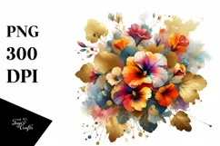 Colorful Bouquet Nasturtium | Sublimation Clipart Product Image 1