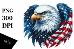 Watercolor Bald Eagle with USA Flag Flowers | Clipart Product Image 1