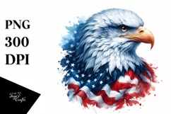 Watercolor Bald Eagle with USA Flag Flowers | Clipart Product Image 3
