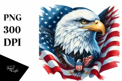 Watercolor Bald Eagle with USA Flag Flowers | Clipart Product Image 3