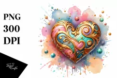 Colorful Wood Heart, Transparent PNG Product Image 1