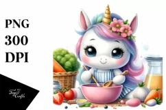Cute Baby Unicorn Cooking Clipart Product Image 3