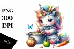 Baby Unicorn Cooking | Sublimation Clipart Product Image 1