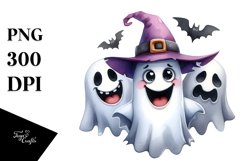 Funny Halloween Ghost with Goofy Smile | Sublimation Clipart Product Image 1