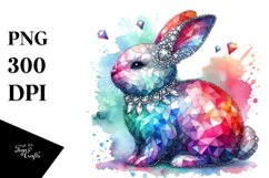 Colorful Bunny made of Diamonds on Splashy Background, PNG Product Image 1