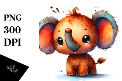 Colorful Baby Elephant PNG Product Image 1