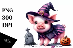 Cute Baby Pig Halloween Clipart Product Image 1
