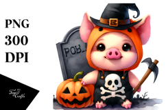 Cute Baby Pig Halloween Sticker Clipart Product Image 1