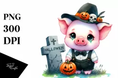 cute Baby Pig Halloween Grave | Sublimation | Clipart Product Image 3