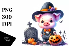 Cute Baby Pig Halloween Sticker Clipart Product Image 1