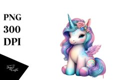 Colorful Baby Unicorn Street Scene PNG Product Image 1