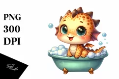 a Baby Dragon Smiling with Marigold Bouquet Clipart Product Image 3