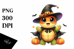Funny Turtle in Halloween Suit PNG Product Image 3