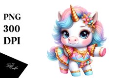 Colorful Baby Unicorn with Dancer&#039;s Outfit PNG Product Image 3