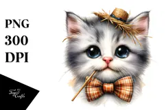 Baby Cat with Bow and Tie, High-Res PNG Product Image 1